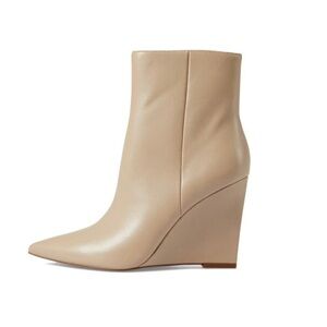 Nib Marc Fisher Dayna Taupe Leather Pointed Toe Wedge Boots